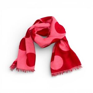 GAP Brushed Scarf Large Pink Polka Dots Red Reversible Wrap Shawl Scarf